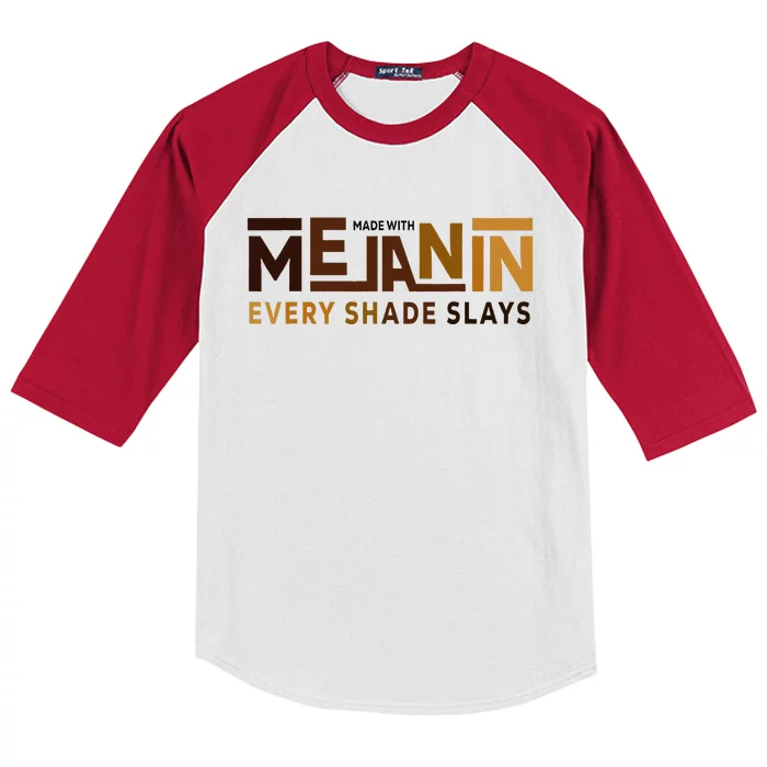 Made With Melanin Every Shade Slays Black History Kids Colorblock Raglan Jersey