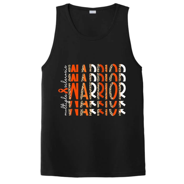 Ms Warrior Multiple Sclerosis Awareness Orange Ribbon Performance Tank