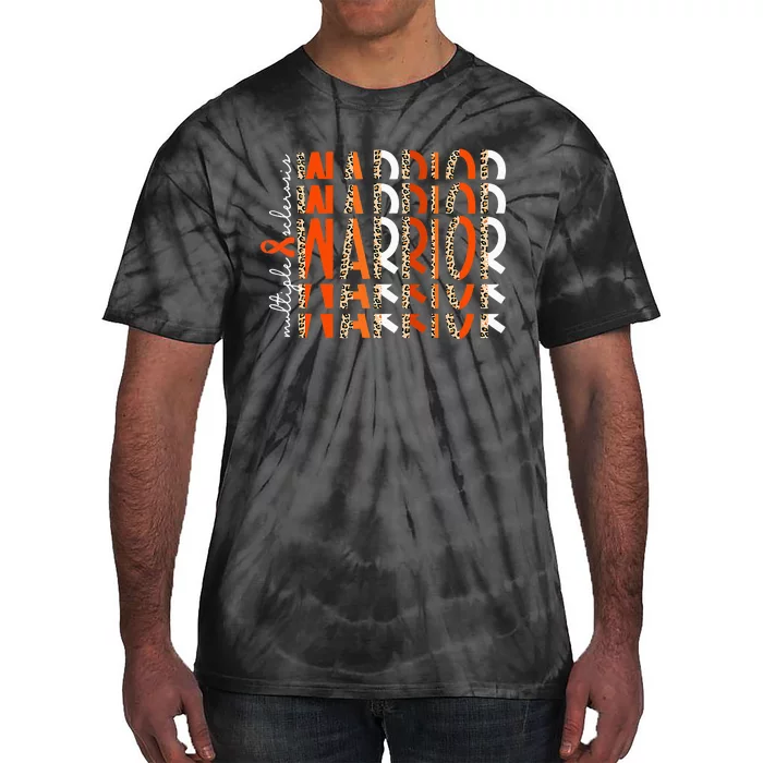 Ms Warrior Multiple Sclerosis Awareness Orange Ribbon Tie-Dye T-Shirt