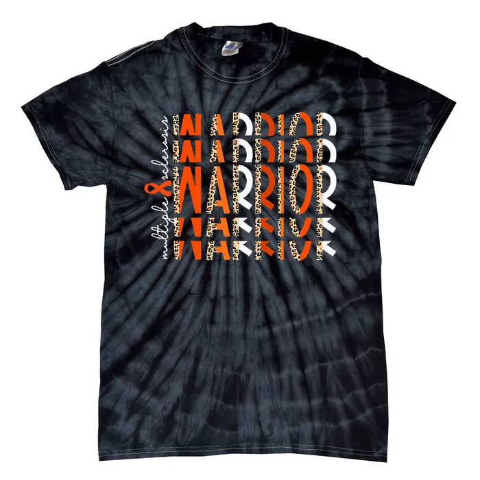 Ms Warrior Multiple Sclerosis Awareness Orange Ribbon Tie-Dye T-Shirt