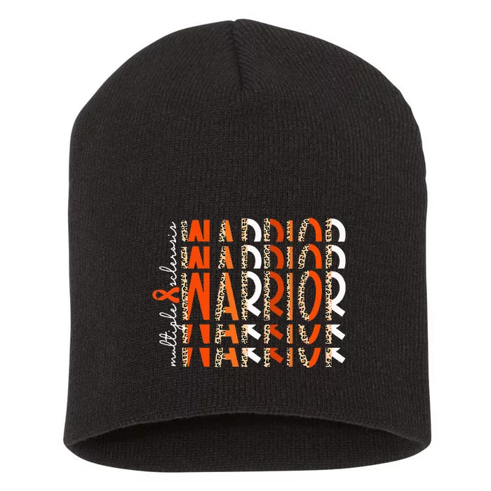 Ms Warrior Multiple Sclerosis Awareness Orange Ribbon Short Acrylic Beanie