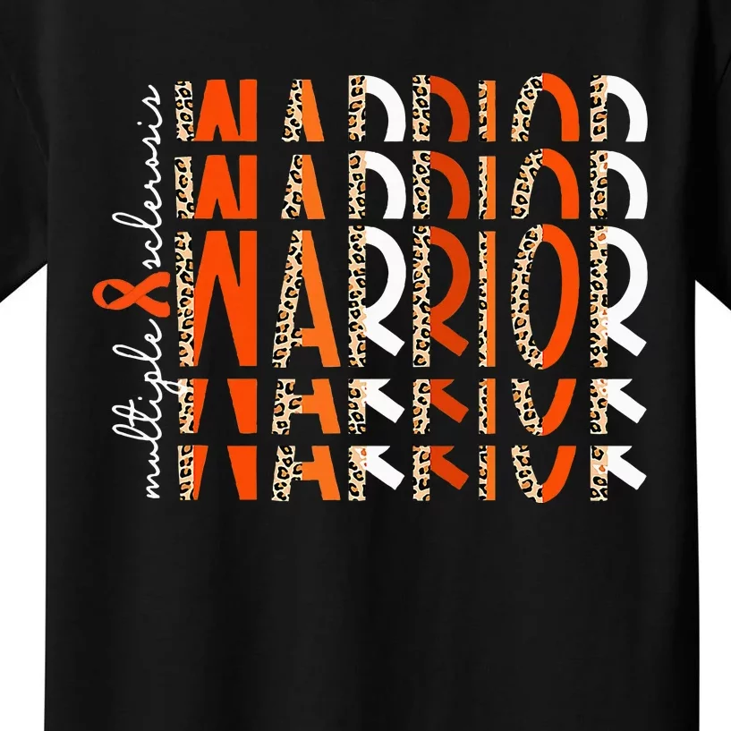 Ms Warrior Multiple Sclerosis Awareness Orange Ribbon Kids T-Shirt