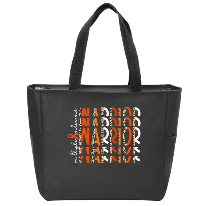 Ms Warrior Multiple Sclerosis Awareness Orange Ribbon Zip Tote Bag