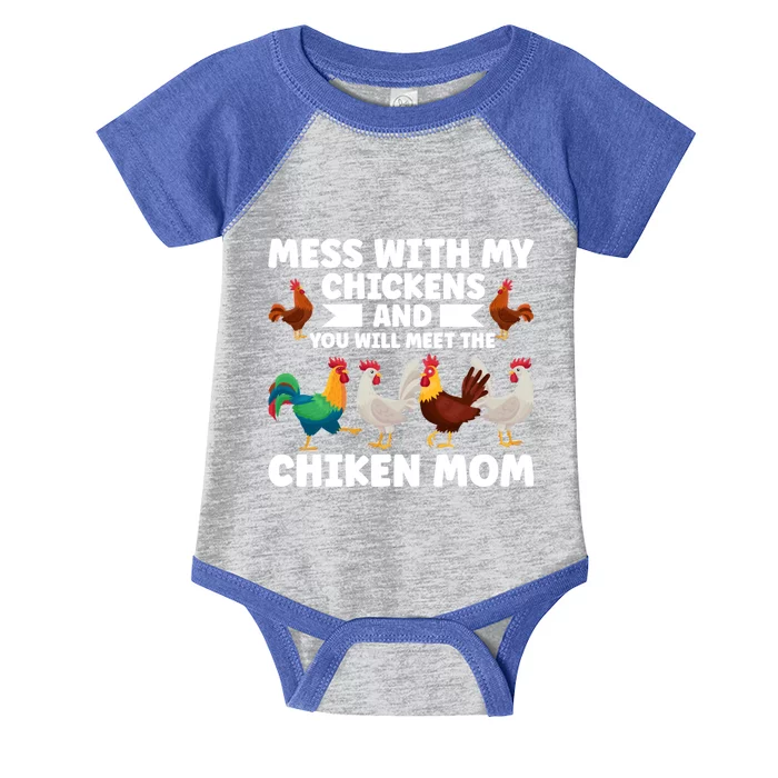 Mess With My Chickens And You Chicken Mom Chickens Cool Gift Infant Baby Jersey Bodysuit