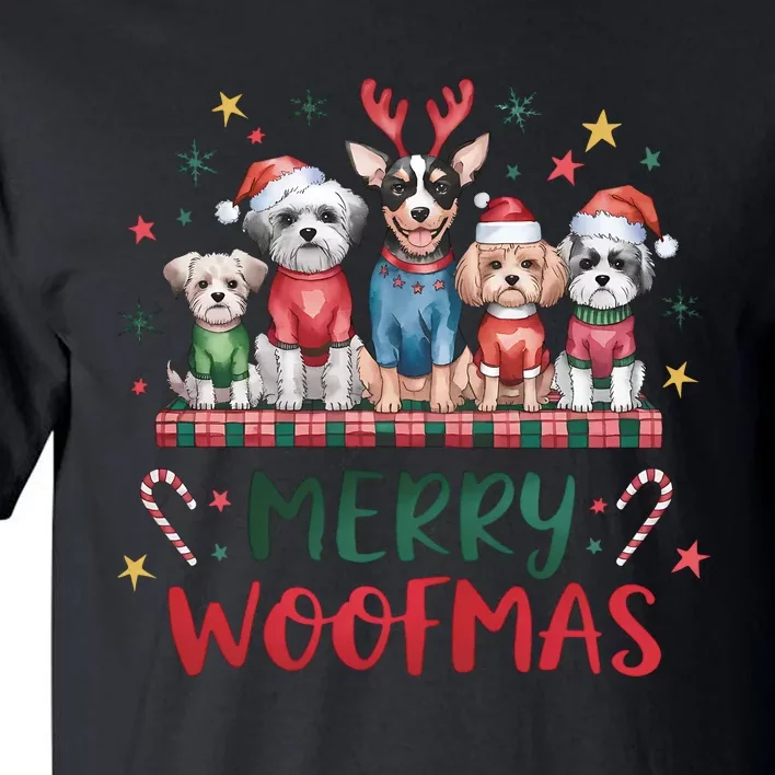 Merry Woofmas Merry Christmas Xmas Holiday Funny Cute Dog Tall T-Shirt