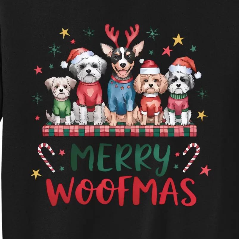 Merry Woofmas Merry Christmas Xmas Holiday Funny Cute Dog Tall Sweatshirt