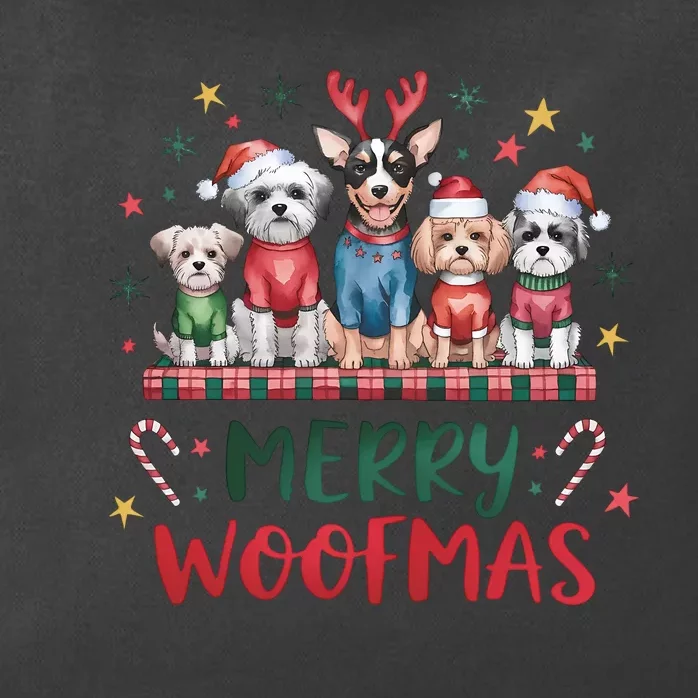 Merry Woofmas Merry Christmas Xmas Holiday Funny Cute Dog Zip Tote Bag