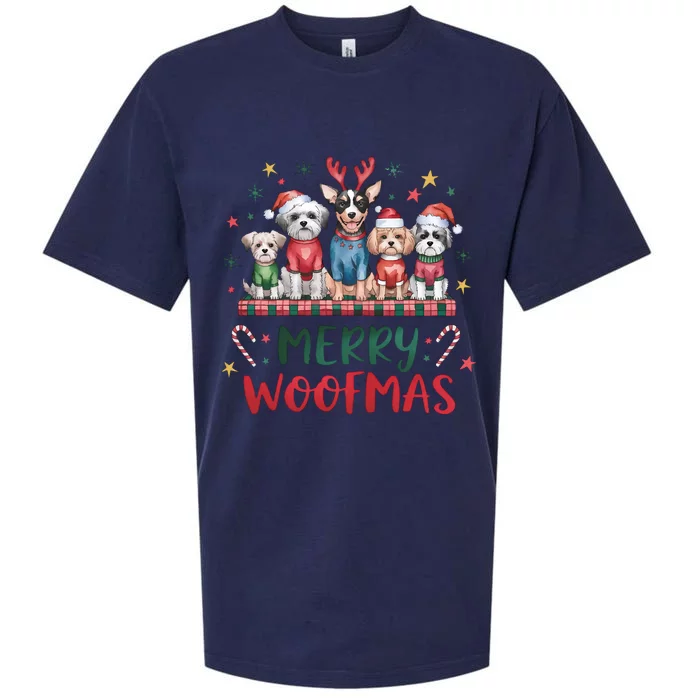 Merry Woofmas Merry Christmas Xmas Holiday Funny Cute Dog Sueded Cloud Jersey T-Shirt