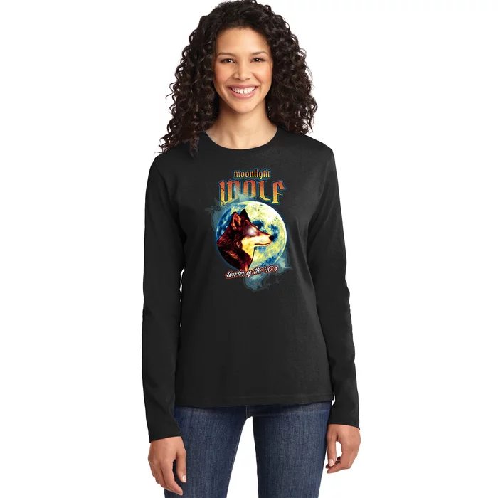 Moonlight Wolf Ladies Long Sleeve Shirt