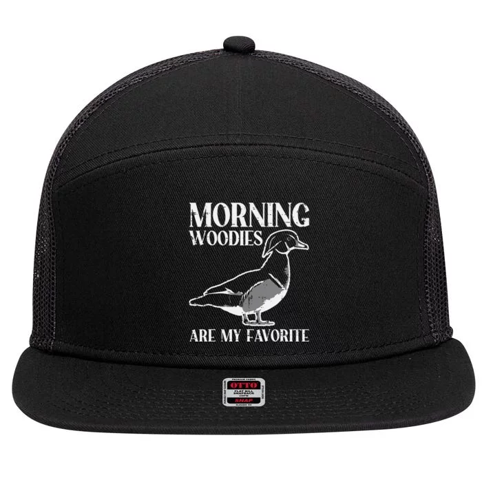 Morning Woody My Favorite Duck Hunting Funny Hunter 7 Panel Mesh Trucker Snapback Hat