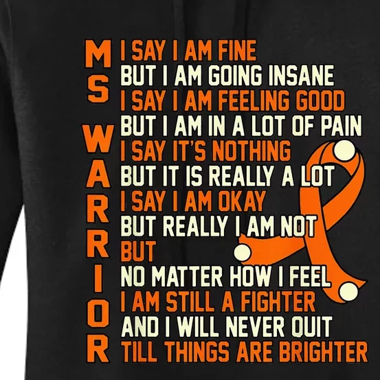 MS Warrior Multiple Sclerosis Awareness Graphic Women's Pullover Hoodie