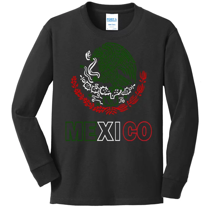 Mexico With Mexican Eagle From Flag Kids Long Sleeve Shirt