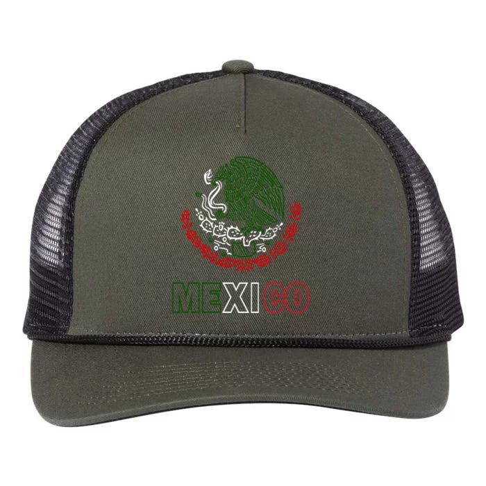 Mexico With Mexican Eagle From Flag Retro Rope Trucker Hat Cap