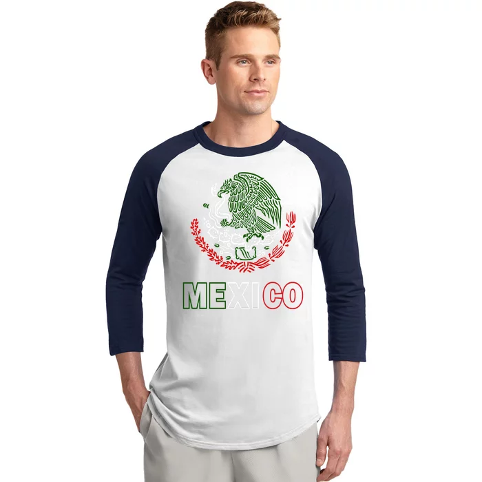 Mexico With Mexican Eagle From Flag Baseball Sleeve Shirt