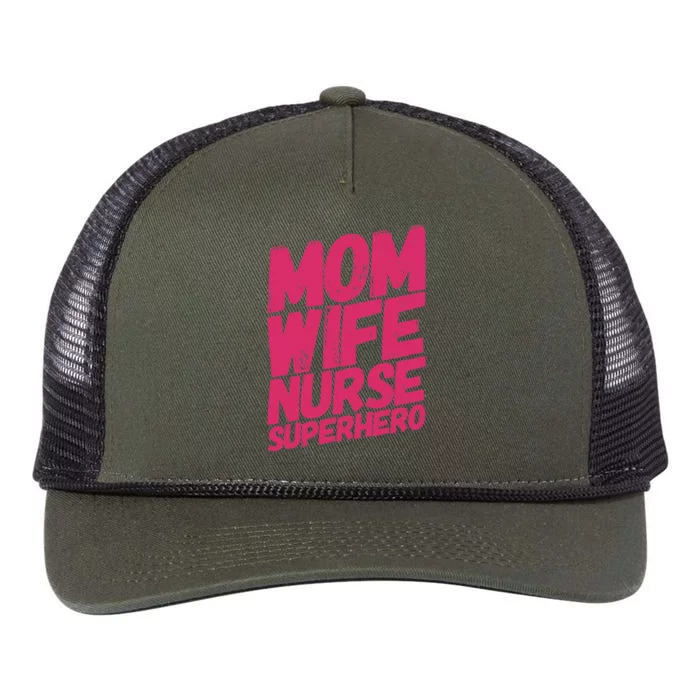 Mom Wife Nurse Superhero Cute Mother Nurse Fitted Scoop Mother's Day Retro Rope Trucker Hat Cap