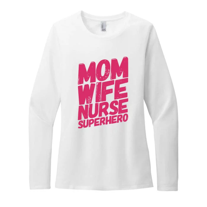 Mom Wife Nurse Superhero Cute Mother Nurse Fitted Scoop Mother's Day Womens CVC Long Sleeve Shirt