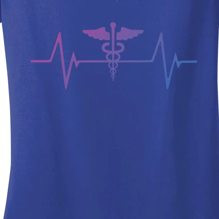 Medical Worker Nurse Heartbeat Gift Women's V-Neck T-Shirt