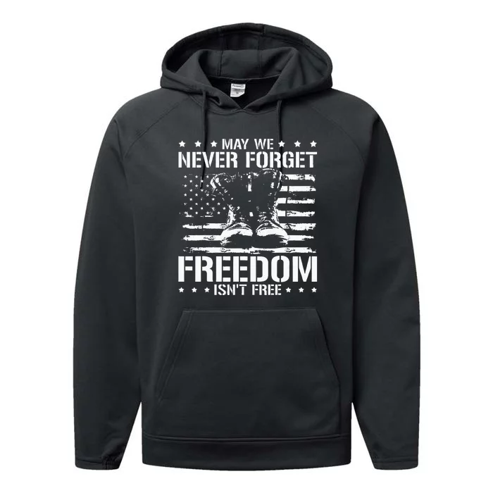 May We Never Forget Freedom Isnt Free Veterans Day Performance Fleece Hoodie