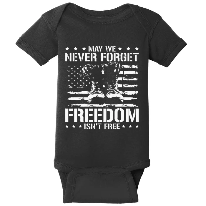 May We Never Forget Freedom Isnt Free Veterans Day Baby Bodysuit