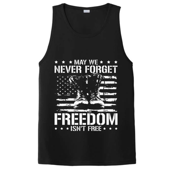 May We Never Forget Freedom Isnt Free Veterans Day Performance Tank