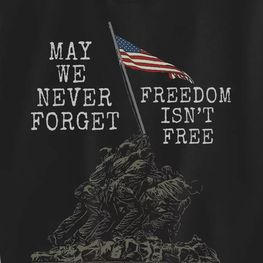 May We Never Forget Freedom Isnt Free Usa Flag Veteran Kids Sweatshirt