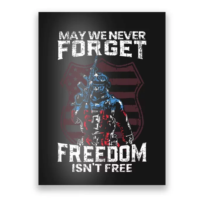 May We Never Forget Freedom Isnt Free Usa Flag Memorial Day Poster