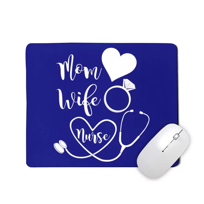 Mom Wife Nurse Heart Diamond Ring Stethoscope Funny Gift Mousepad