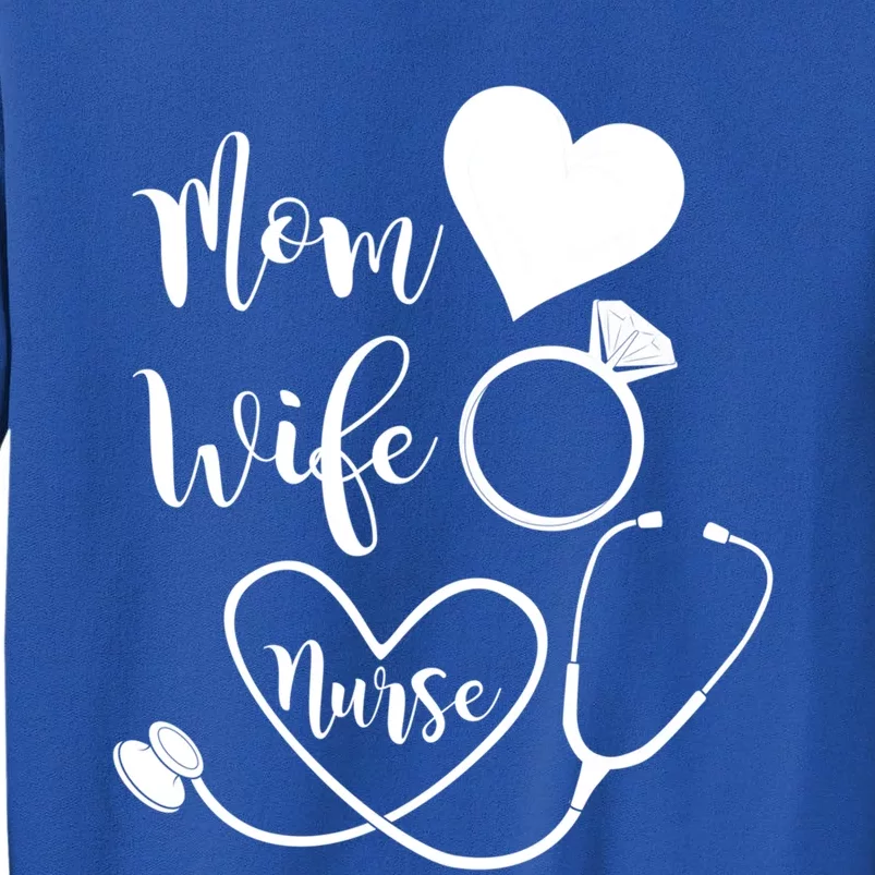 Mom Wife Nurse Heart Diamond Ring Stethoscope Funny Gift Tall Sweatshirt