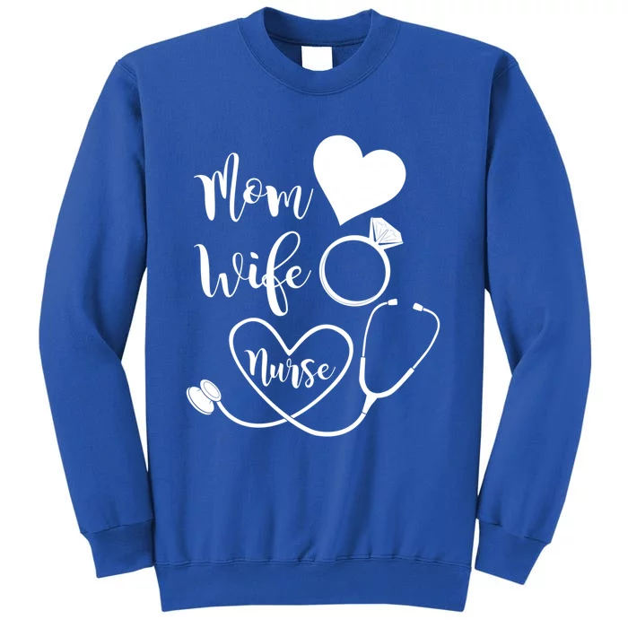 Mom Wife Nurse Heart Diamond Ring Stethoscope Funny Gift Tall Sweatshirt