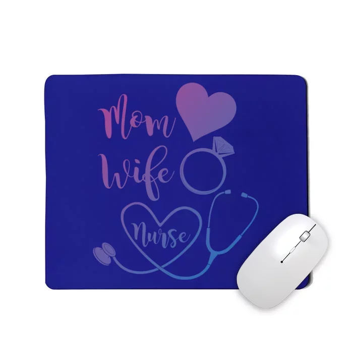 Mom Wife Nurse Heart Diamond Ring Stethoscope Funny Gift Mousepad