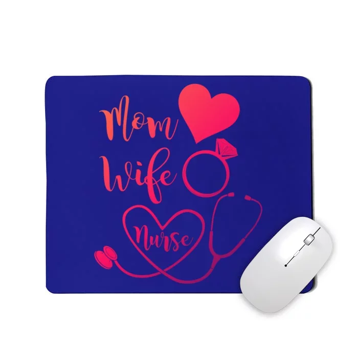 Mom Wife Nurse Heart Diamond Ring Stethoscope Funny Gift Mousepad