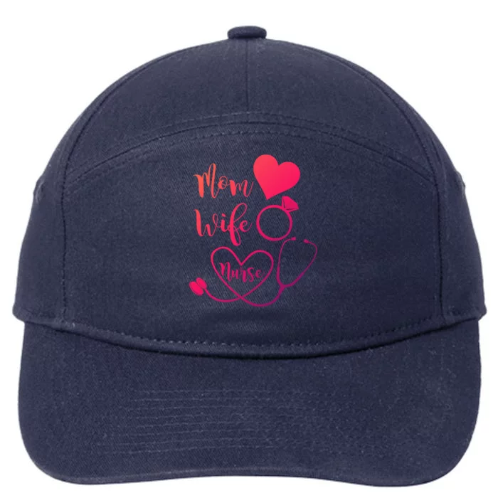 Mom Wife Nurse Heart Diamond Ring Stethoscope Funny Gift 7-Panel Snapback Hat