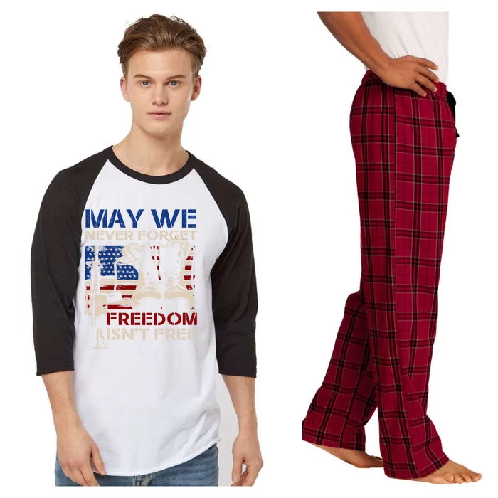 May We Never Forget Freedom Isnt Free Veterans Day Funny Gift Raglan Sleeve Pajama Set