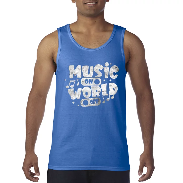 Music World On Off Musical Notes Design Music Lover Musician Gift Tank Top