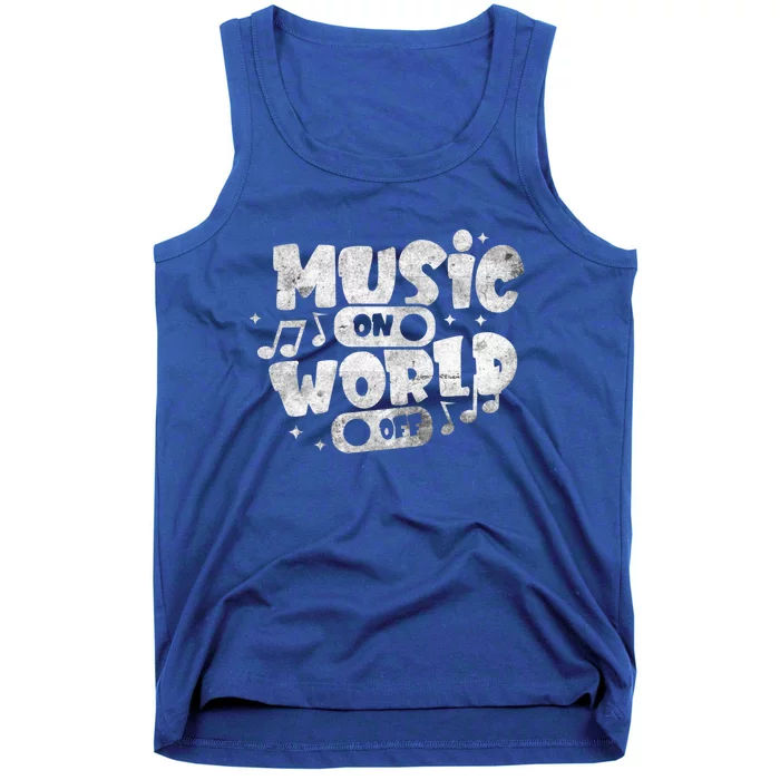 Music World On Off Musical Notes Design Music Lover Musician Gift Tank Top