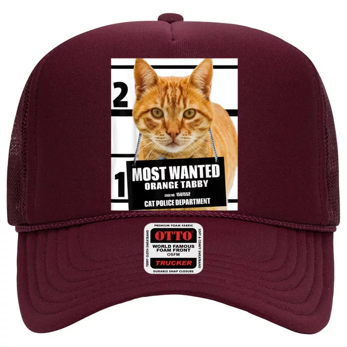 Most Wanted Orange Tabby Cat T Feline S High Crown Mesh Trucker Hat