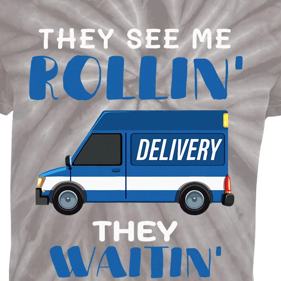 Mail Worker Postman Mailman They See Me Rollin They Waitin Kids Tie-Dye T-Shirt