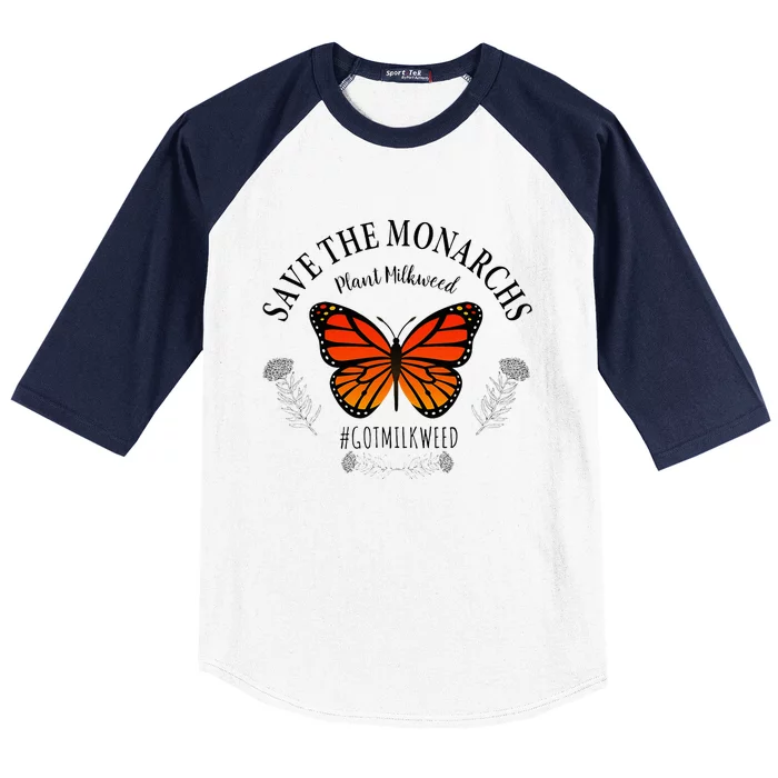 Monarch Whisperer Plant Milkweed Butterfly Save The Monarchs Baseball Sleeve Shirt