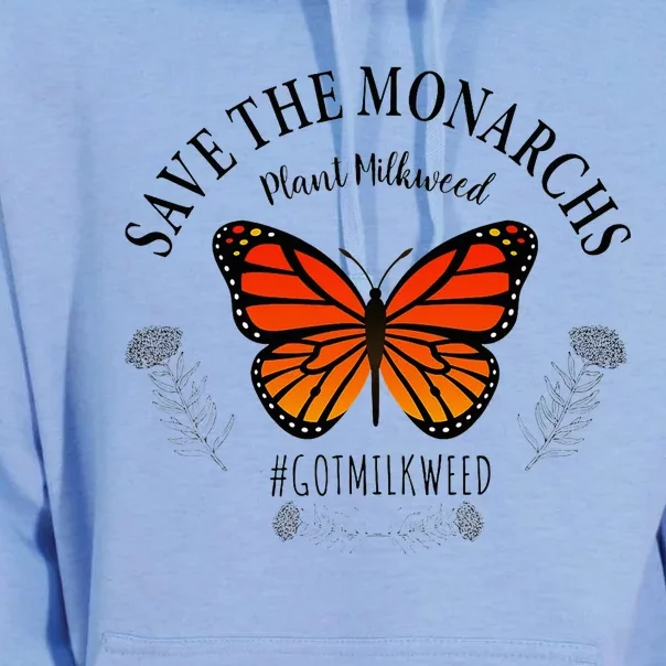 Monarch Whisperer Plant Milkweed Butterfly Save The Monarchs Unisex Surf Hoodie