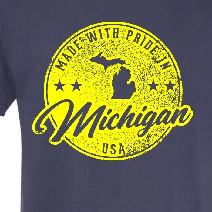 Made With Pride In Michigan USA Retro Garment-Dyed Heavyweight T-Shirt