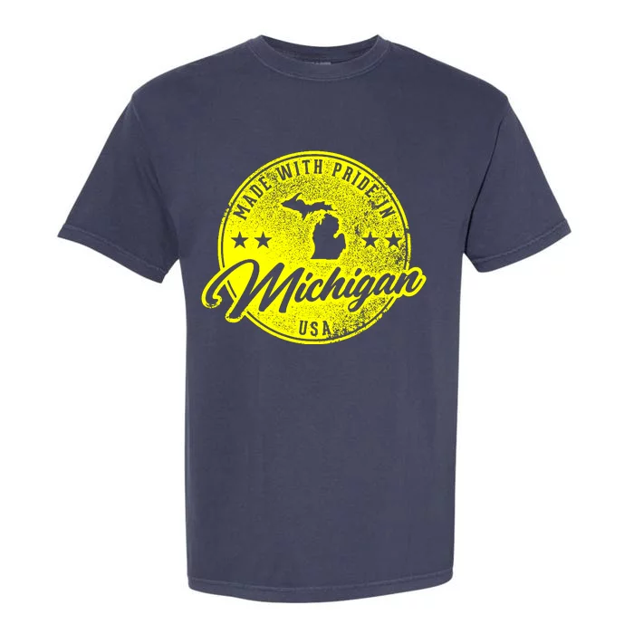 Made With Pride In Michigan USA Retro Garment-Dyed Heavyweight T-Shirt