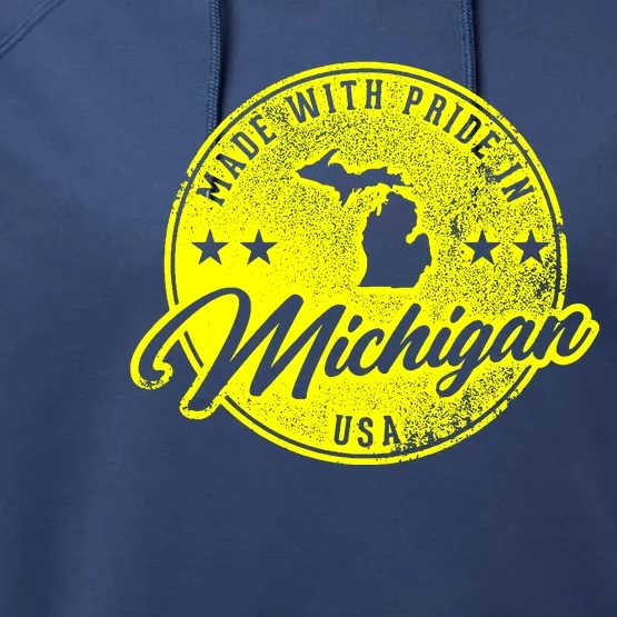 Made With Pride In Michigan USA Retro Performance Fleece Hoodie