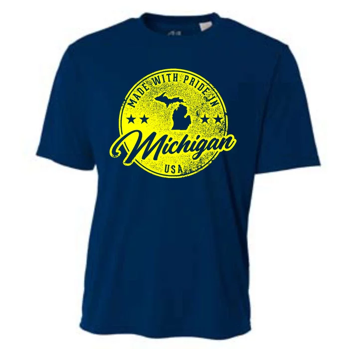 Made With Pride In Michigan USA Retro Cooling Performance Crew T-Shirt