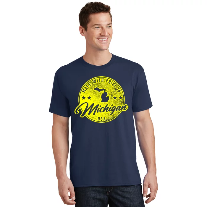 Made With Pride In Michigan USA Retro T-Shirt