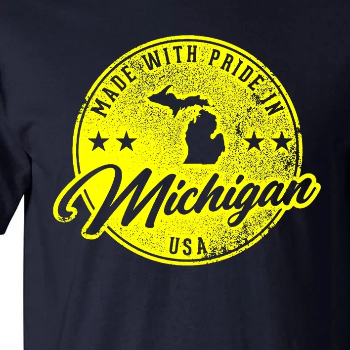 Made With Pride In Michigan USA Retro Tall T-Shirt