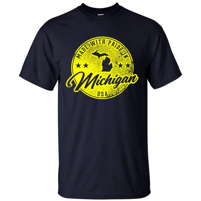 Made With Pride In Michigan USA Retro Tall T-Shirt