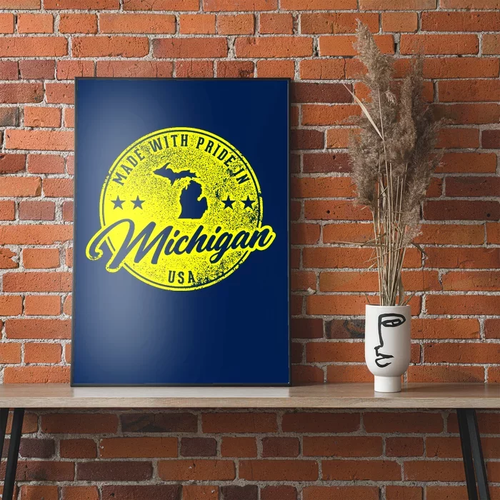 Made With Pride In Michigan USA Retro Poster