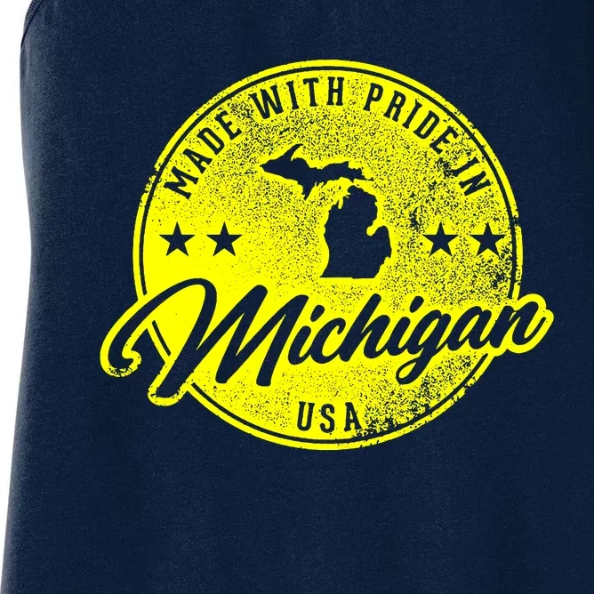 Made With Pride In Michigan USA Retro Women's Racerback Tank