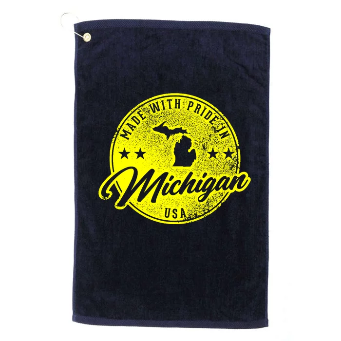 Made With Pride In Michigan USA Retro Platinum Collection Golf Towel