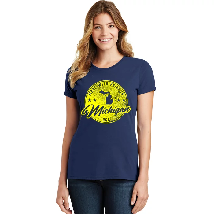 Made With Pride In Michigan USA Retro Women's T-Shirt